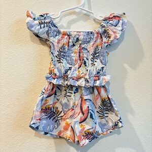 Vince Camuto Toddler Girls Tropical Floral Smocked Romper – Size 2T